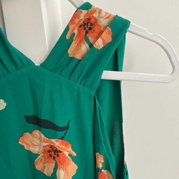 Aritzia Green Floral Plunge Back Midi Dress (6) - Picture 7 of 7